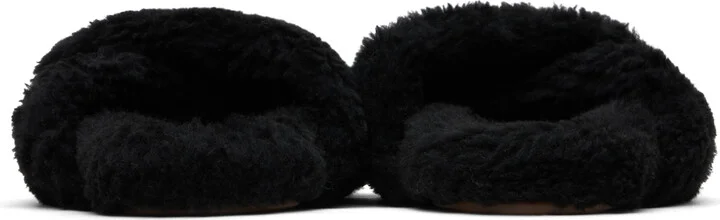 Yves Salomon Black Curly Merino Slippers - Image 2