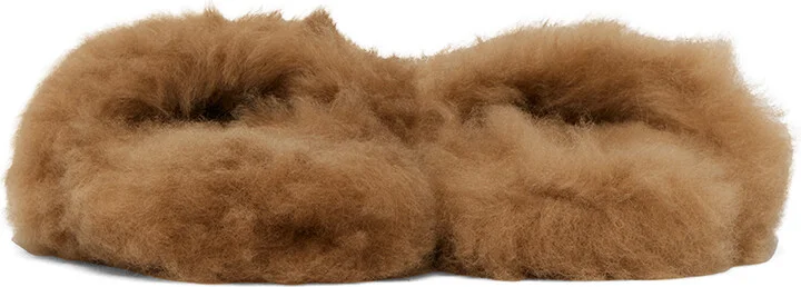 Yves Salomon Brown Shearling Slippers - Image 2