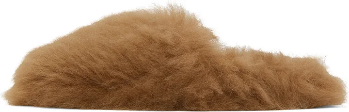 Yves Salomon Brown Shearling Slippers - Image 3