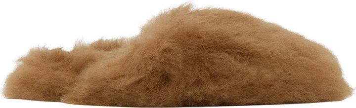 Yves Salomon Brown Shearling Slippers