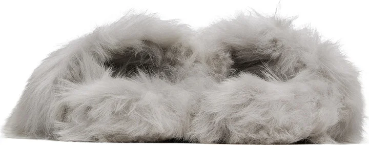Yves Salomon Gray Toscana Lambskin Slippers - Image 2