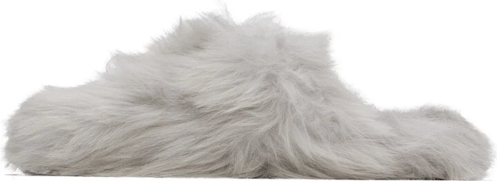 Yves Salomon Gray Toscana Lambskin Slippers - Image 3