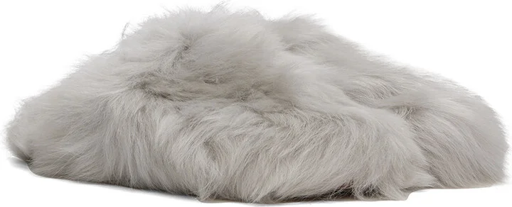 Yves Salomon Gray Toscana Lambskin Slippers - Image 4