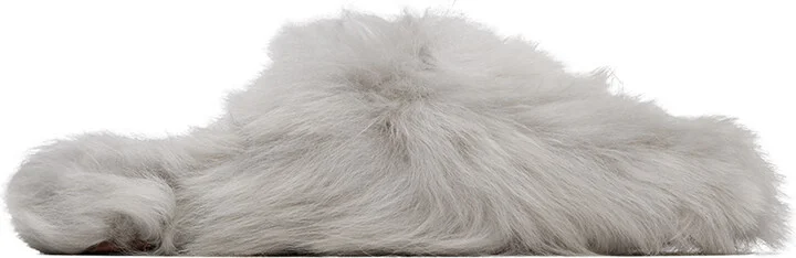 Yves Salomon Gray Toscana Lambskin Slippers