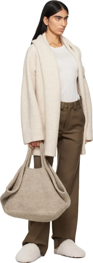 Yves Salomon Off-White Merinos Curly Lamb Slippers - Image 5