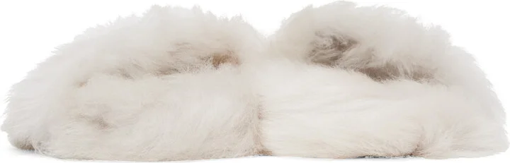 Yves Salomon Off-White Toscana Lambskin Slippers - Image 2
