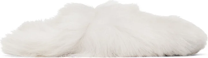 Yves Salomon Off-White Toscana Lambskin Slippers
