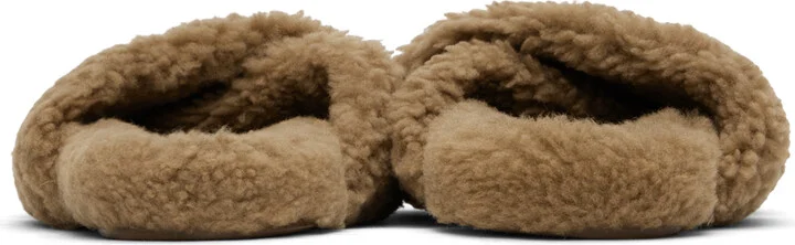 Yves Salomon Tan Curly Merino Slippers - Image 2