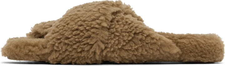Yves Salomon Tan Curly Merino Slippers - Image 3