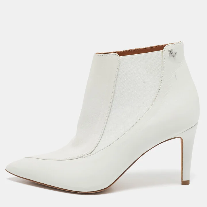 Zadig & Voltaire White Leather Ankle Length Boots Size 36