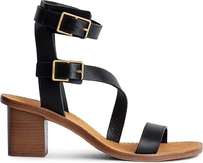 Zadig & Voltaire Women's Cecilia Double Buckle Block Heel Sandals
