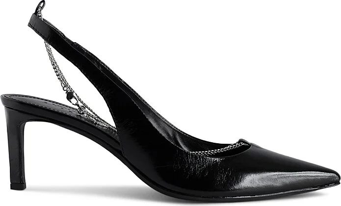 Zadig & Voltaire Women's First Night Pointed Toe Chain Embellished Vintage Effect Slingback Pumps