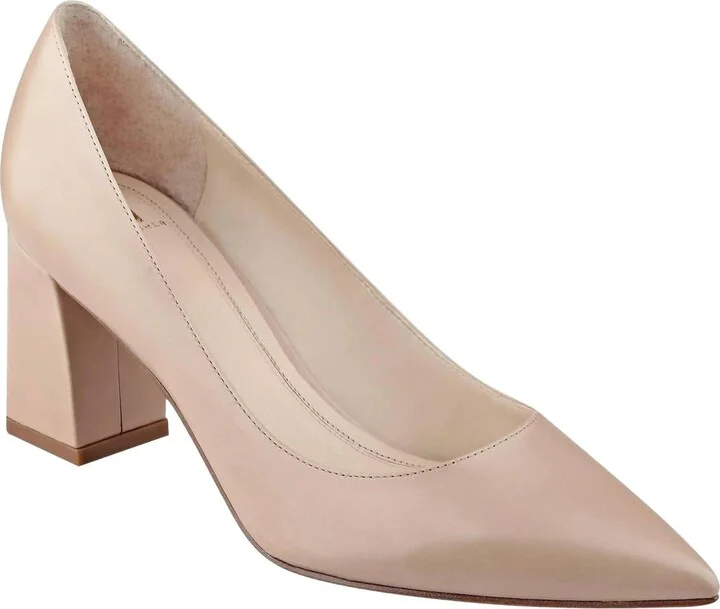 Zala Block Heel Pointy Toe Pump In Light Natural