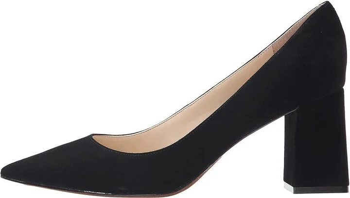 Zala Pumps Women's US 9.5 Black Suede Pointed Toe Block Heel KHD2316