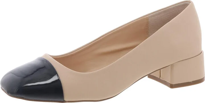 Zaria Womens Toe Cap Faux Leather Block Heels