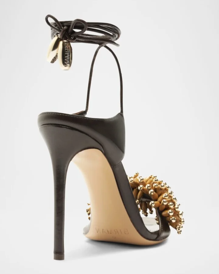 Zaya Leather Beaded Ankle-Wrap Sandals - Image 5