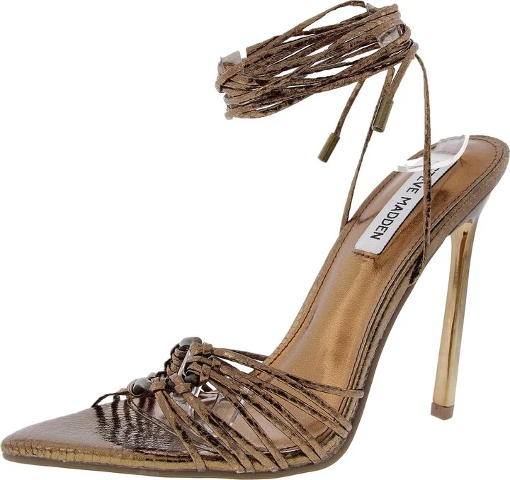 Zaya Womens Embossed Faux Leather Heels
