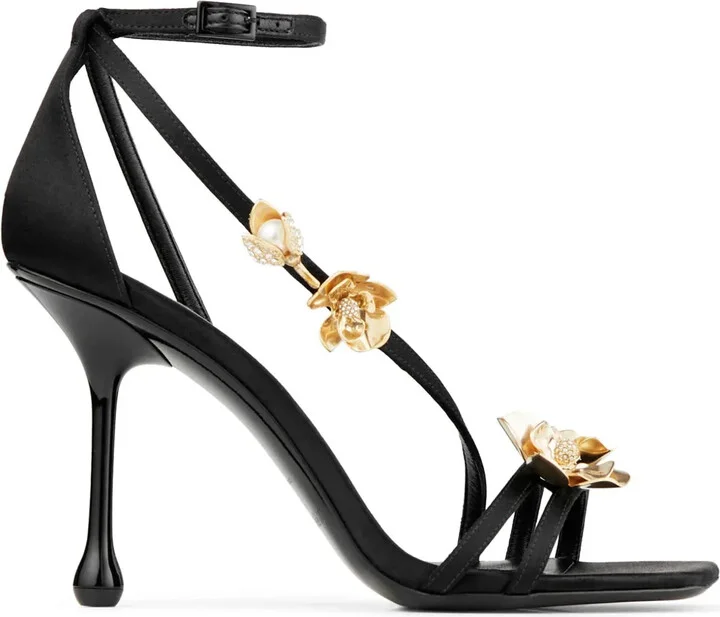 Zea 95mm floral-appliqué sandals