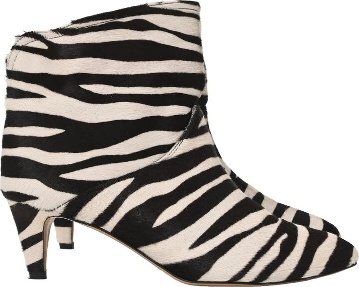 Zebra Ankle Boots In Animal Print Ponyhair