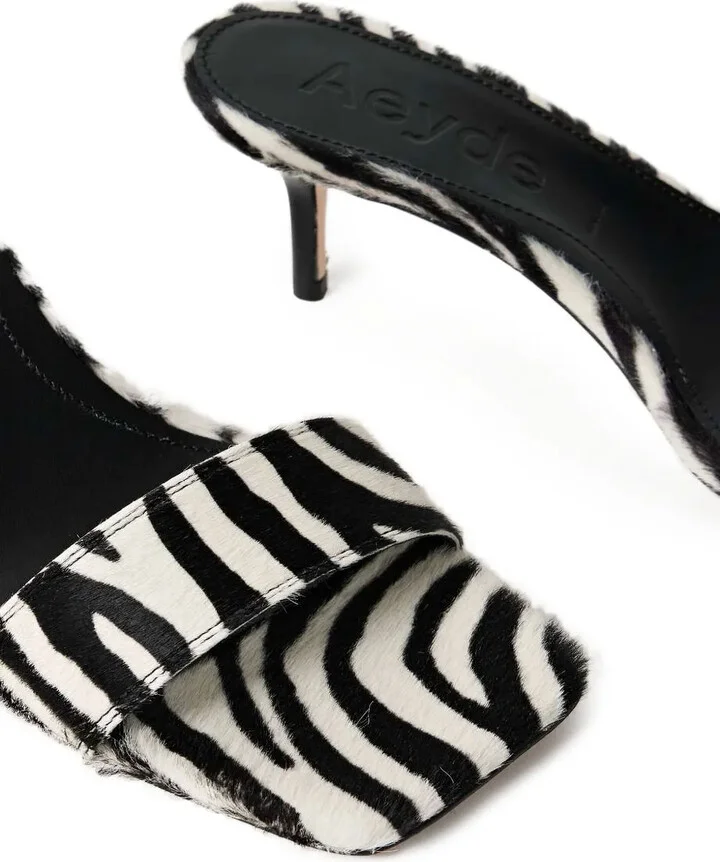 Zebra-Pattern Heeled Sandals - Image 3