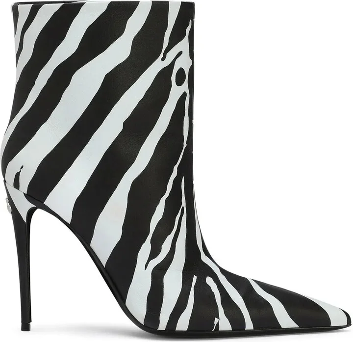 Zebra-Print Ankle Boots