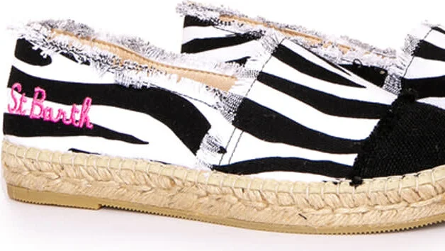 Zebra Print Canvas Espadrillas With Embroidery - Image 2