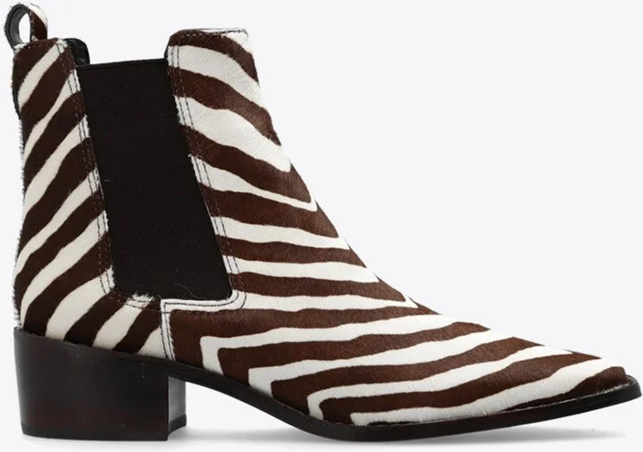 Zebra Print Leather Ankle Boots
