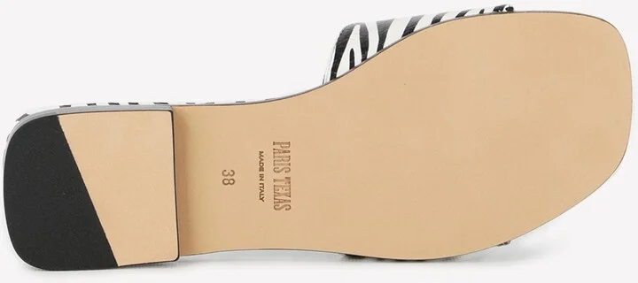 Zebra Print Leather Flat Sandals - Image 3