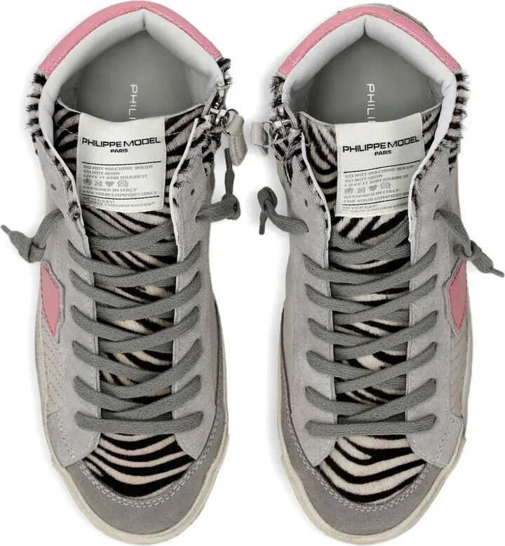 Zebra-Print Leather High-Top Trainers - Image 2