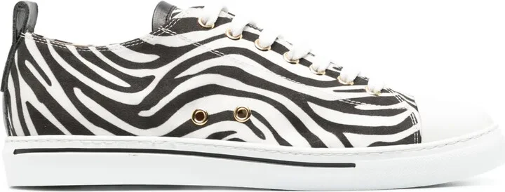 Zebra-Print Leather Sneakers