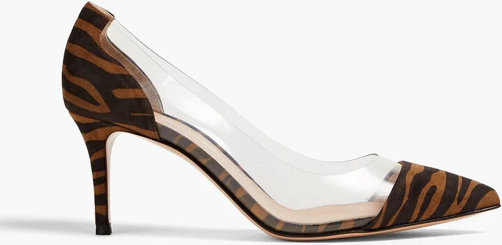 Zebra-print suede and PVC pumps