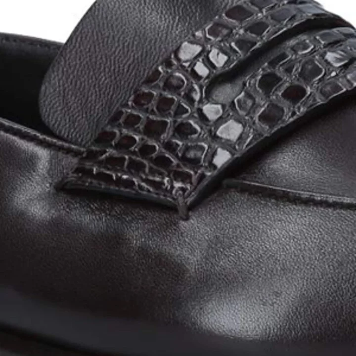 Zegna Alligator Trim Leather Asola Penny Loafers - Image 3