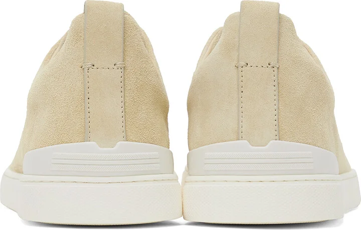 ZEGNA Beige Suede Triple Stitch Sneakers - Image 2