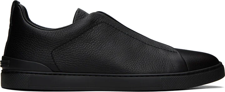 ZEGNA Black Deerskin Triple Stitch Sneakers