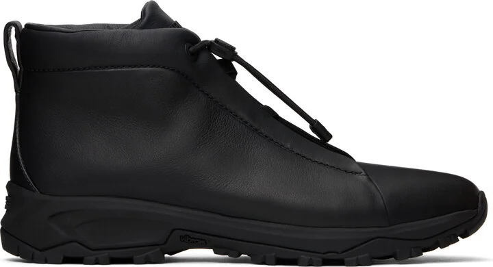 ZEGNA Black Triple Stitch High-Top Sneakers
