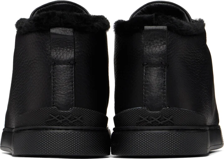 ZEGNA Black Triple Stitch Sneaker - Image 2