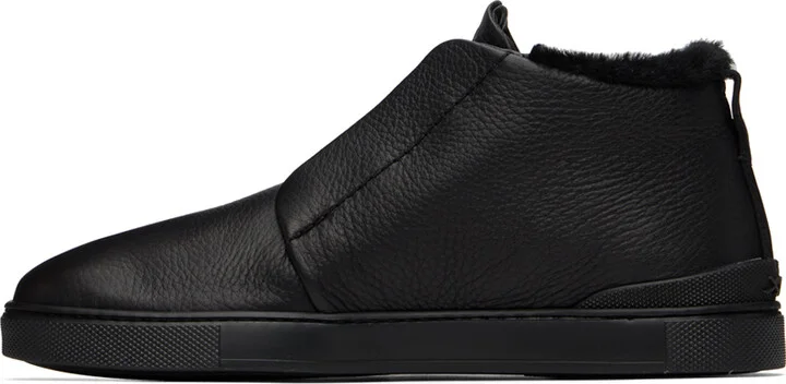 ZEGNA Black Triple Stitch Sneaker - Image 3