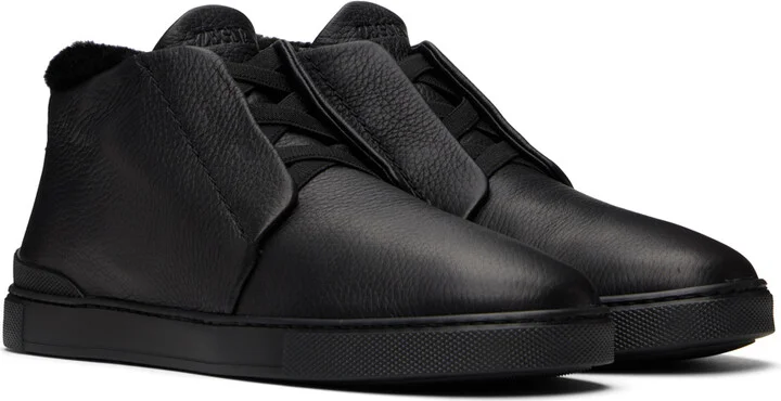 ZEGNA Black Triple Stitch Sneaker - Image 4
