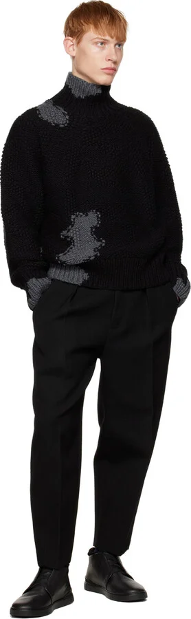 ZEGNA Black Triple Stitch Sneaker - Image 5