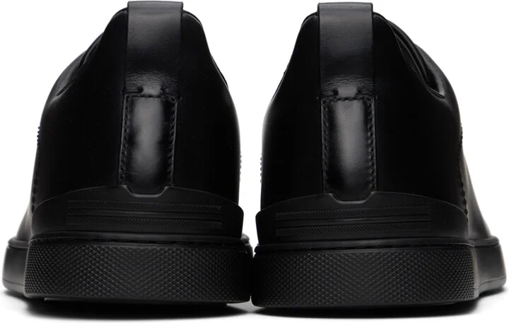 ZEGNA Black Triple Stitch Sneakers - Image 2