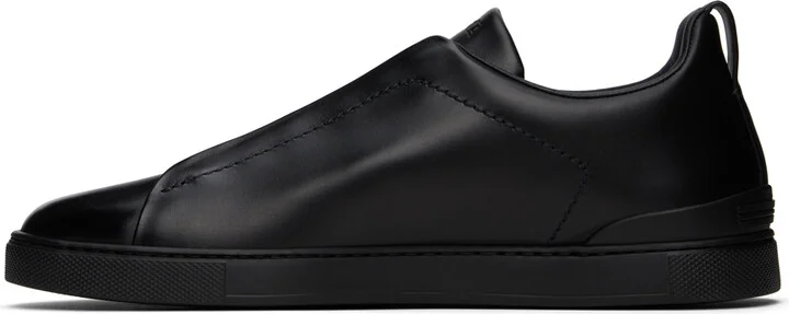 ZEGNA Black Triple Stitch Sneakers - Image 3