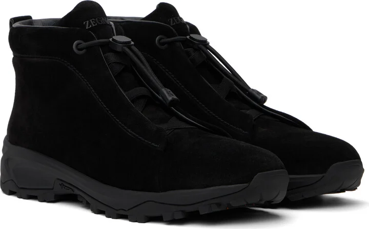 ZEGNA Black Triple Stitch Vetta High-Top Sneakers - Image 4