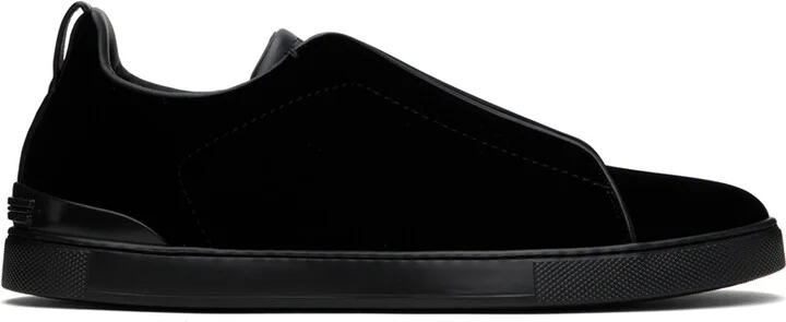ZEGNA Black Velvet Triple Stitch Sneakers