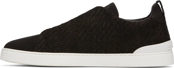 ZEGNA Brown Triple Stitch Sneakers - Image 3