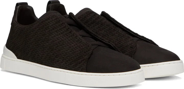 ZEGNA Brown Triple Stitch Sneakers - Image 4
