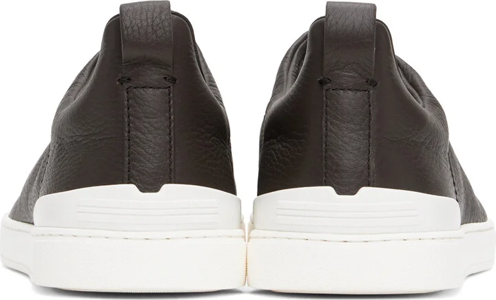 ZEGNA Brown Triple Stitch Sneakers - Image 2