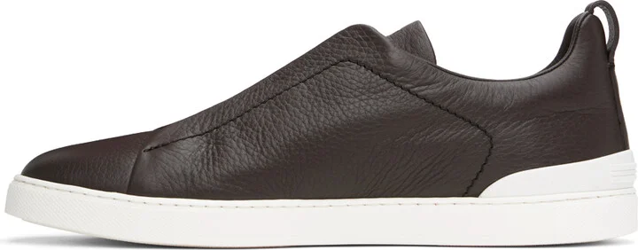 ZEGNA Brown Triple Stitch Sneakers - Image 3