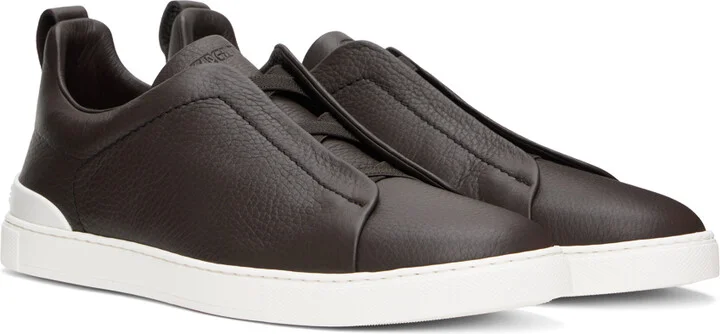 ZEGNA Brown Triple Stitch Sneakers - Image 4