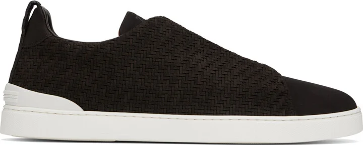 ZEGNA Brown Triple Stitch Sneakers
