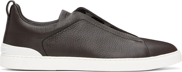 ZEGNA Brown Triple Stitch Sneakers